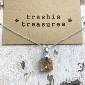 Dinky square sand pendant - various beaches - Sterling silver.